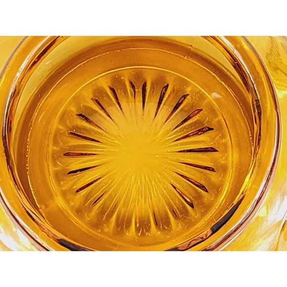 Depression Amber Glass Bowl Powder Vanity Jar w/o Lid 80's Art Decor 4 3/4" Vtg - Picture 8 of 12